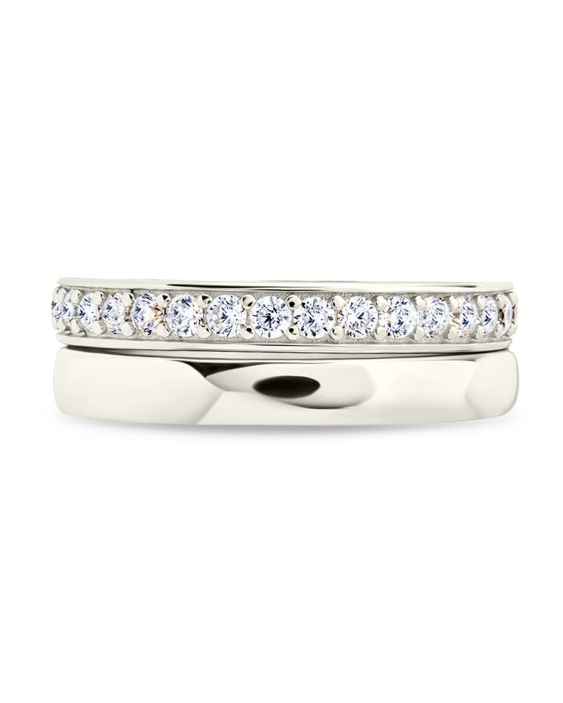 Sterling Silver Jackie CZ Stacking Ring Set of 2