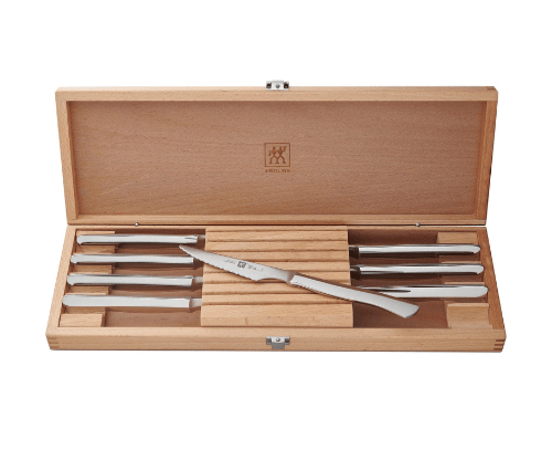 Zwilling J.A. Henckels 8pc Stainless Steel Serrated Steak Knife Set w/ Wood Gift Box