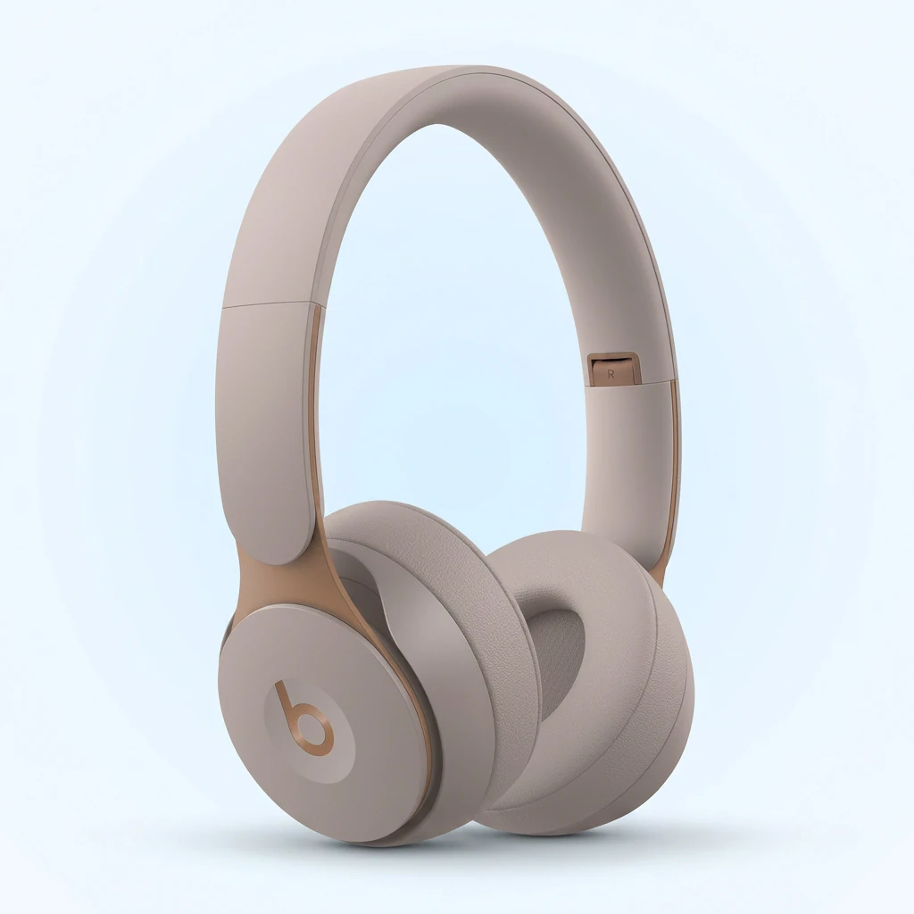 Beats wireless headphones staged on a soft pastel background