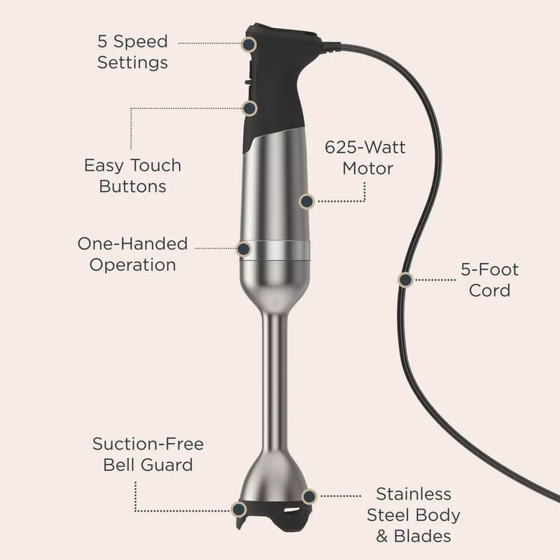 Vitamix Immersion 5-Speed Stainless Steel Hand Blender in Silver/Black